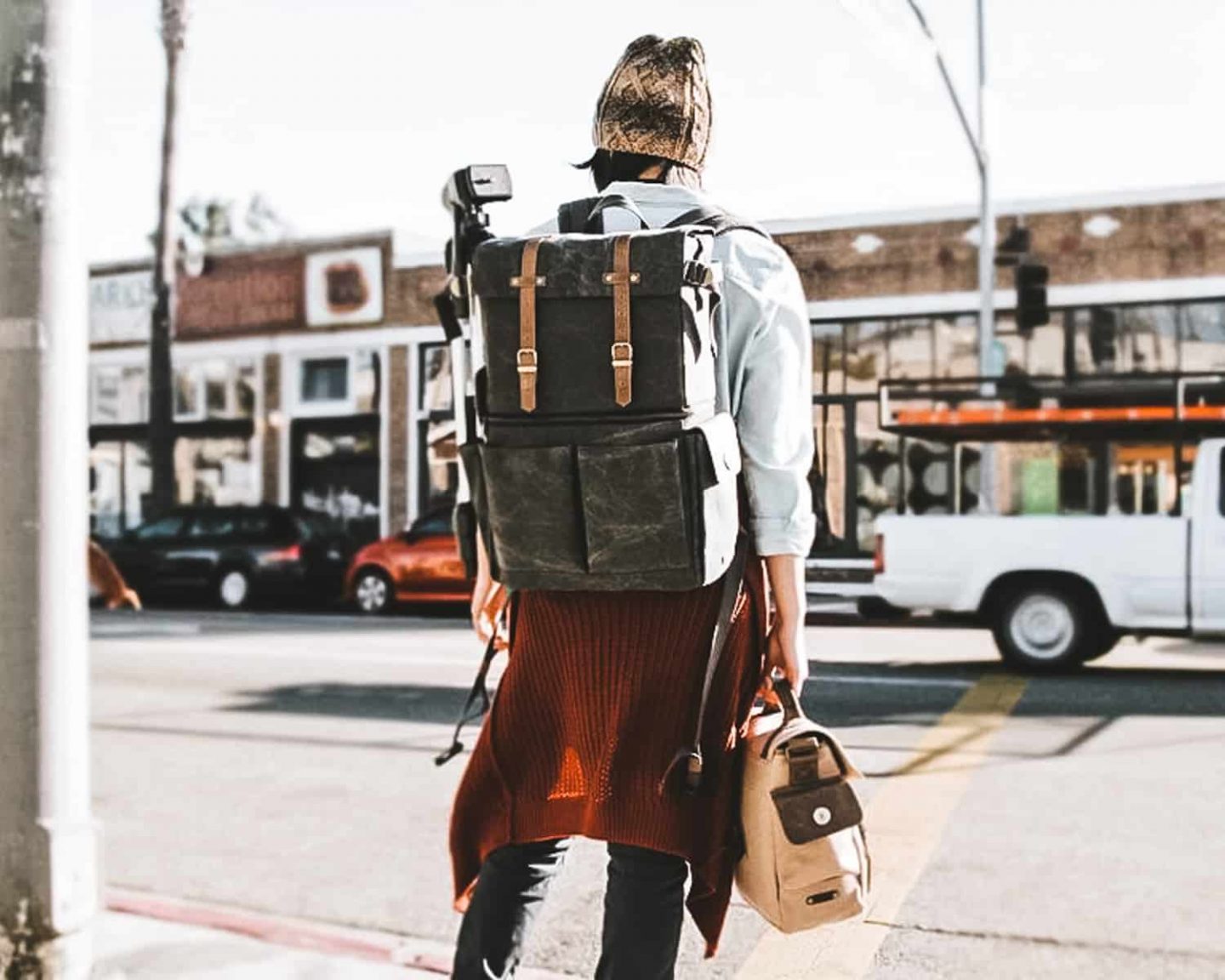 fashion camera backpack