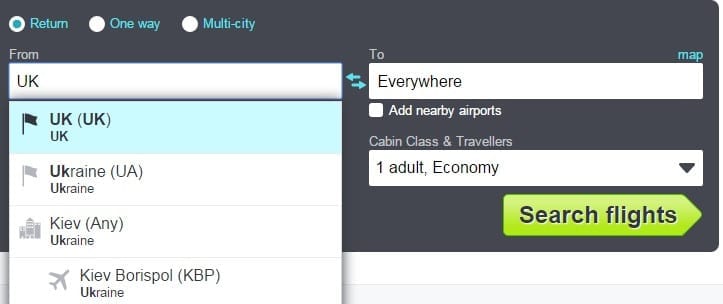 skyscanner cheapest month tool