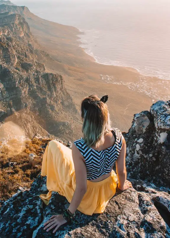 girl on top of table mountain