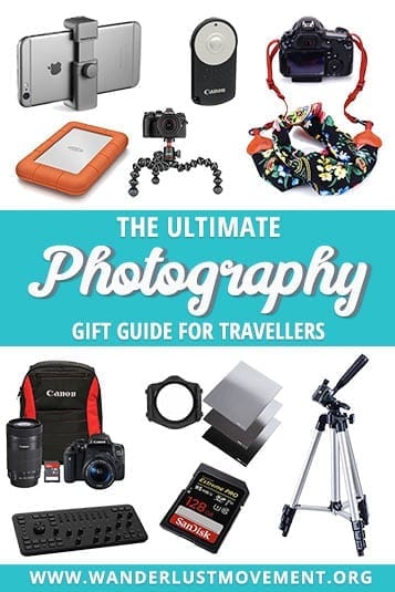 Buying gifts for travel photographers is cheaper than you think! Whether your budget is $25 or $100 - here's the ultimate photography gift guide! | Gift ideas for photographers | Gift ideas for travelers | travel photography | #giftideas #photography #travelphotography