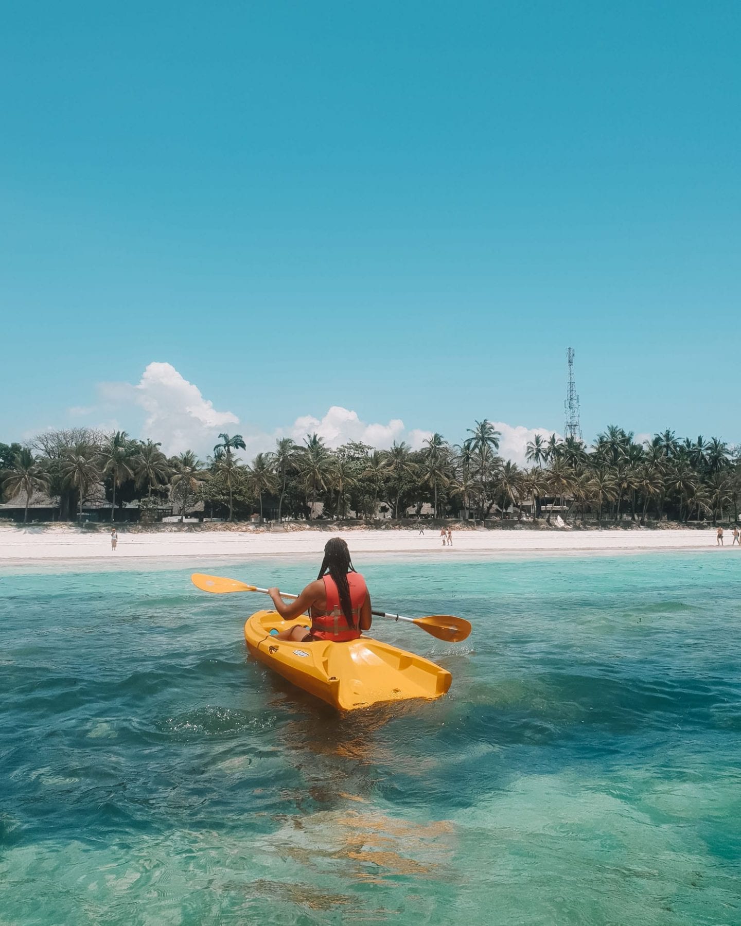 kayaking at diani beach