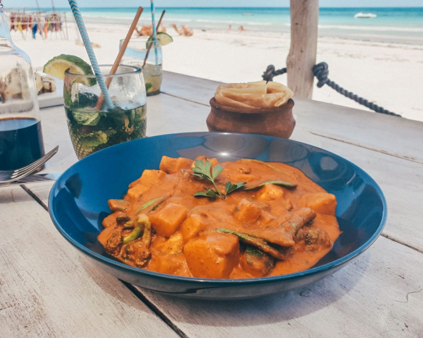 curry at nomad beach bar in diani beach