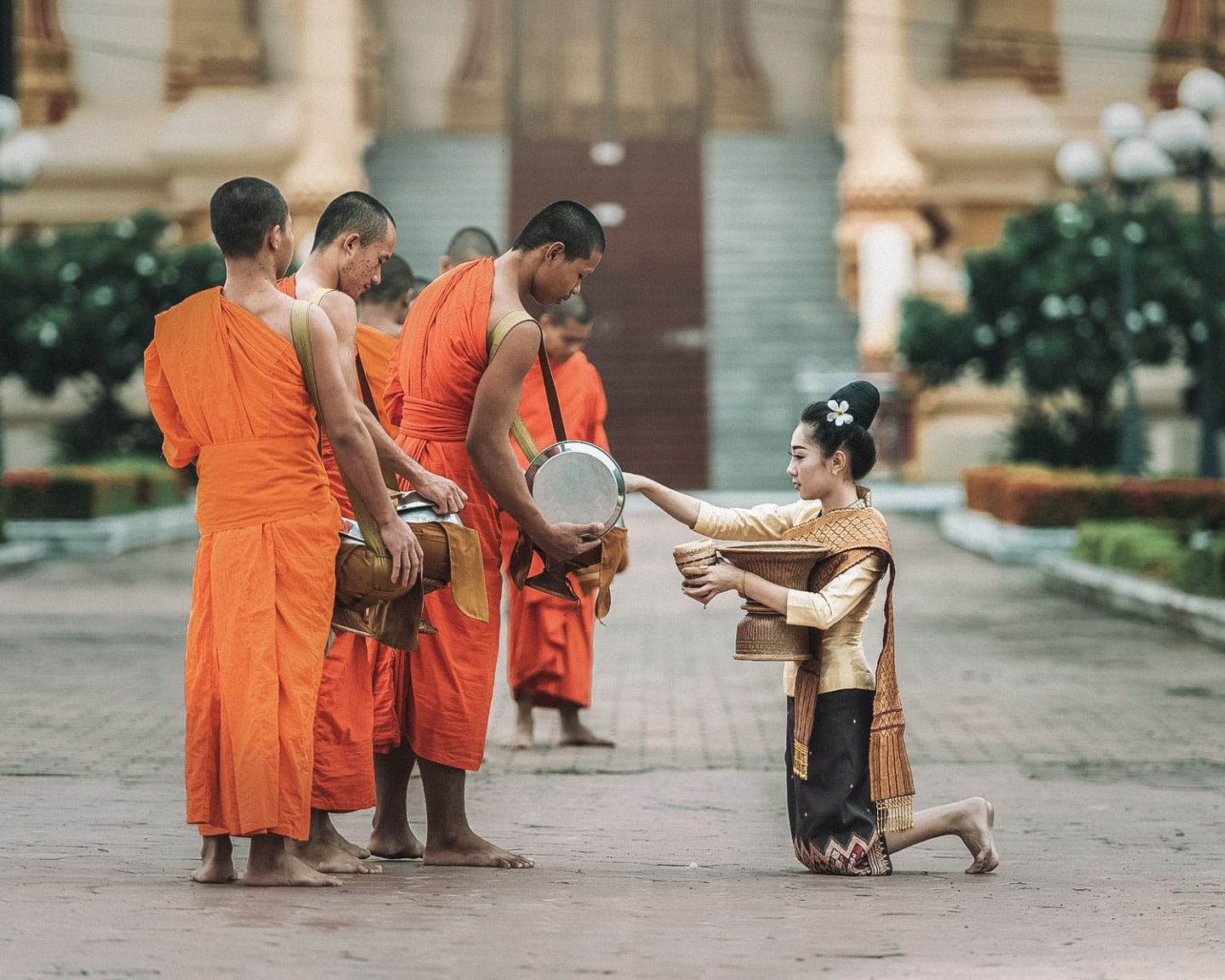 alms giving in luang prabang