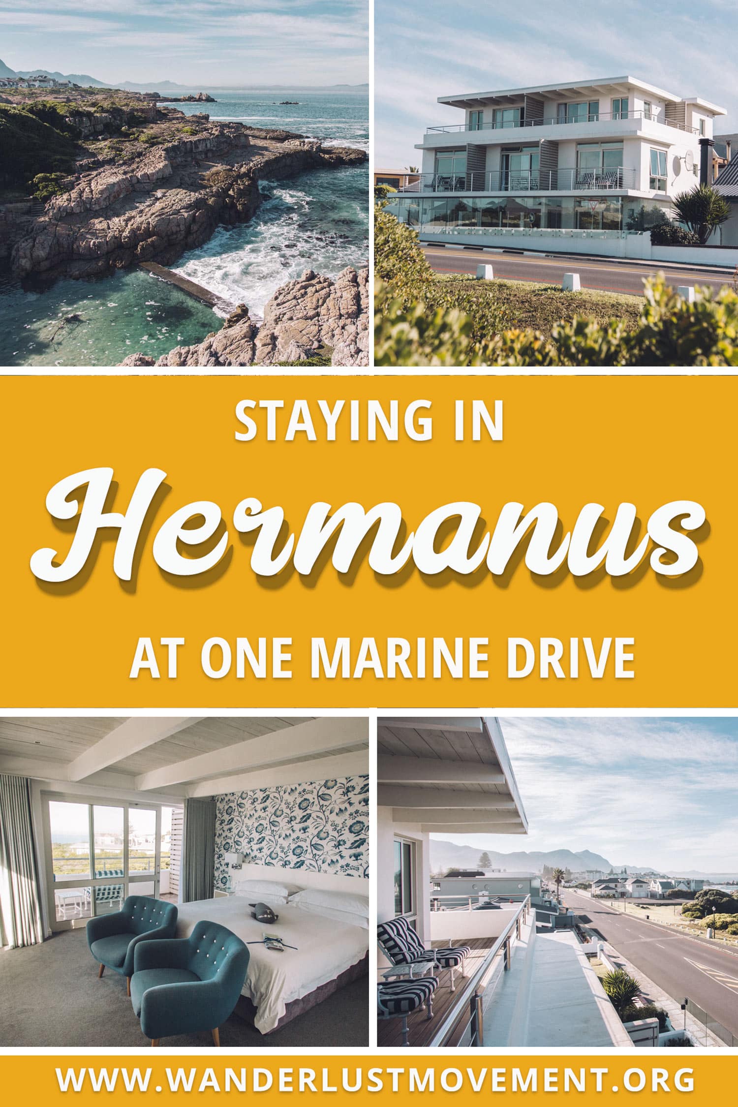 One Marine Drive is a beautiful five-star hotel in Hermanus, South Africa. It\'s the best place to stay for a weekend of luxury, whales watching & wine! You\'ll be mere footsteps from the famous Cliff Path and if you visit between July and October, you\'ll be able to see whales swimming past from your balcony! | Hermanus where to stay | Hermanus things to do | #southafrica #hermanus