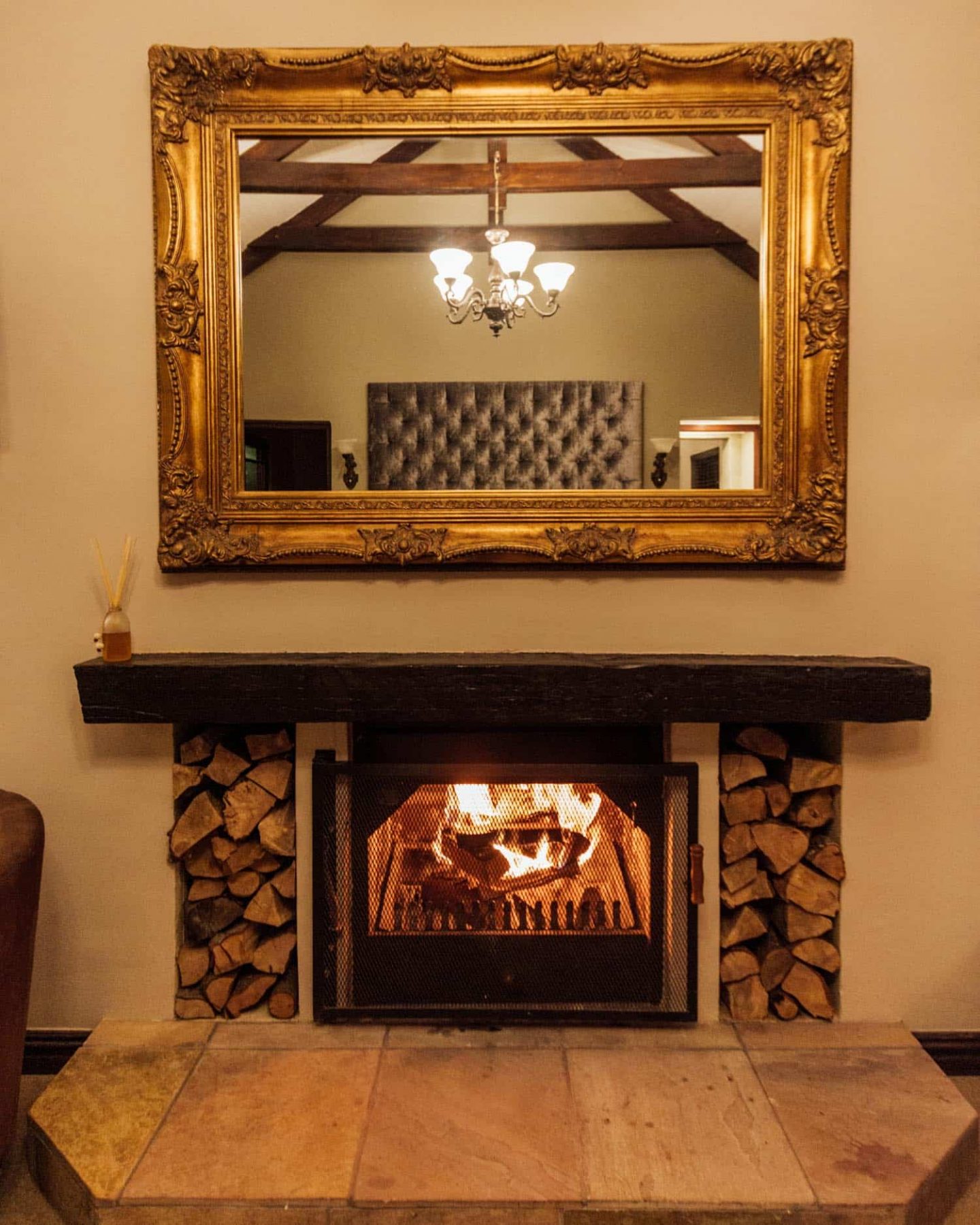 fireplace at Schoone Oordt Country House