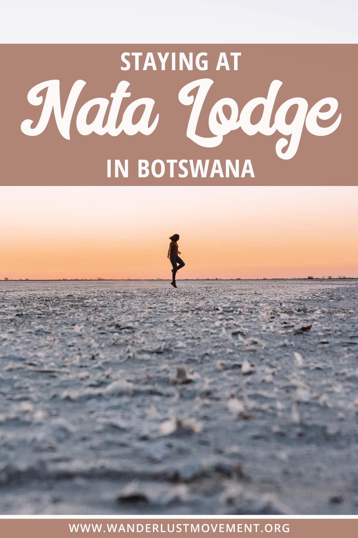 Nata Lodge is located in Makgadikgadi Pans National Park in Botswana. It\'s home to one of the largest salt flats in the world and the remains of Africa\'s largest inland sea. Stay at the rustic Nata Lodge and you\'ll be in prime position to watch thousands of flamingos turn the sky pink over Botswana\'s wet season. #botswana #safari #africa #travel #hotels