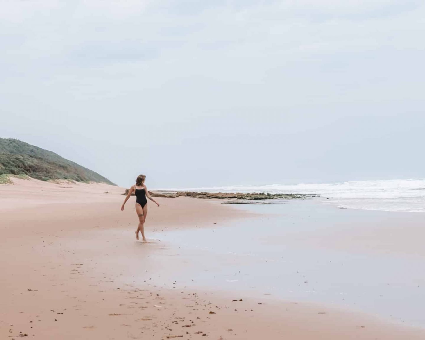 girl at Mission Rocks Beach inside Isimangaliso Wetlands Park