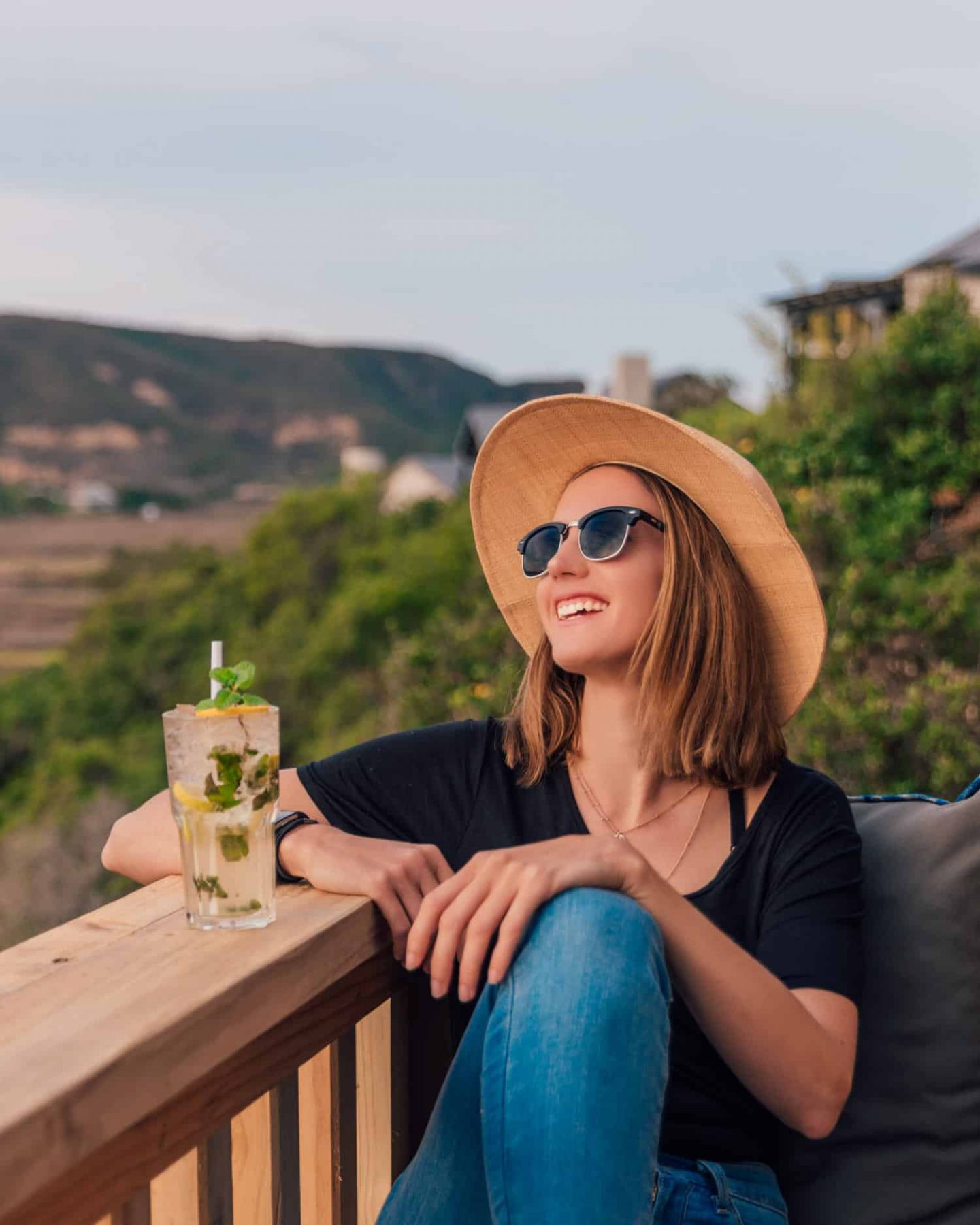 girl drinking mojito