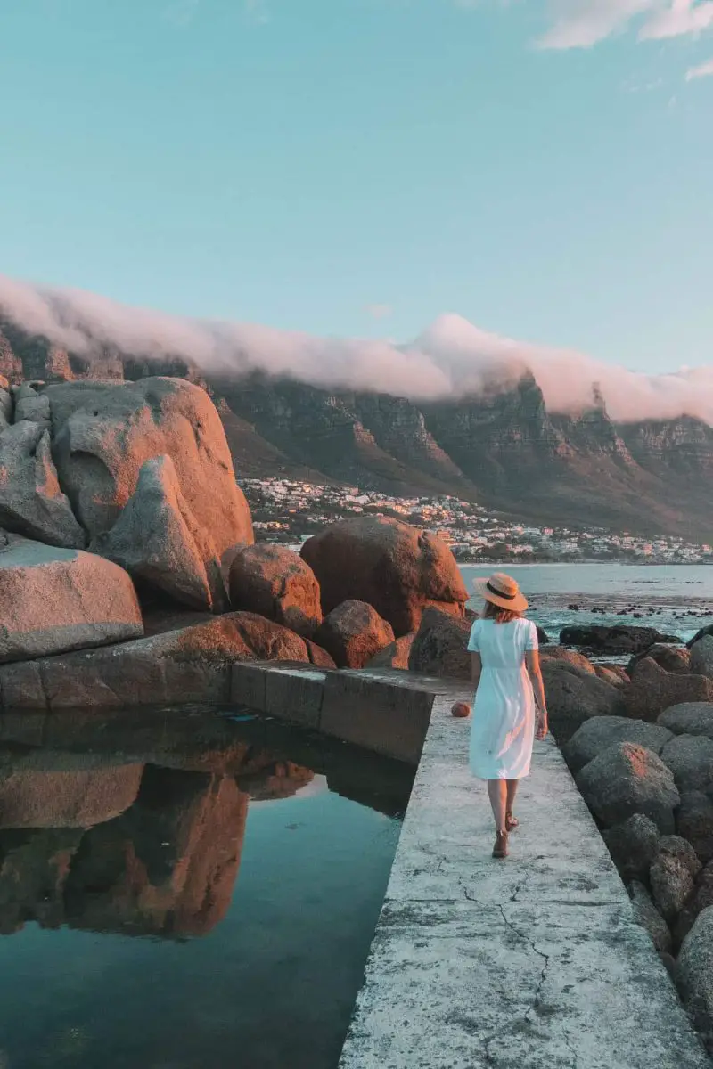 girl at maidens cove in cape town