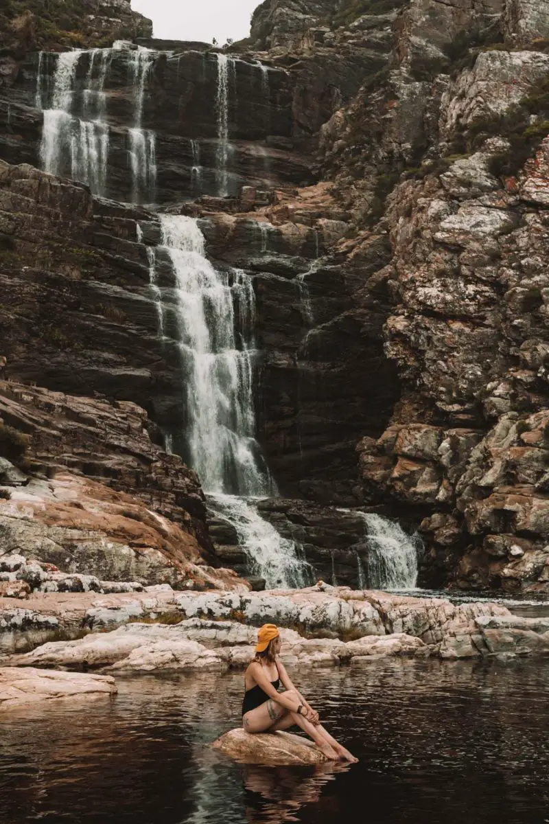 girl at waterfall