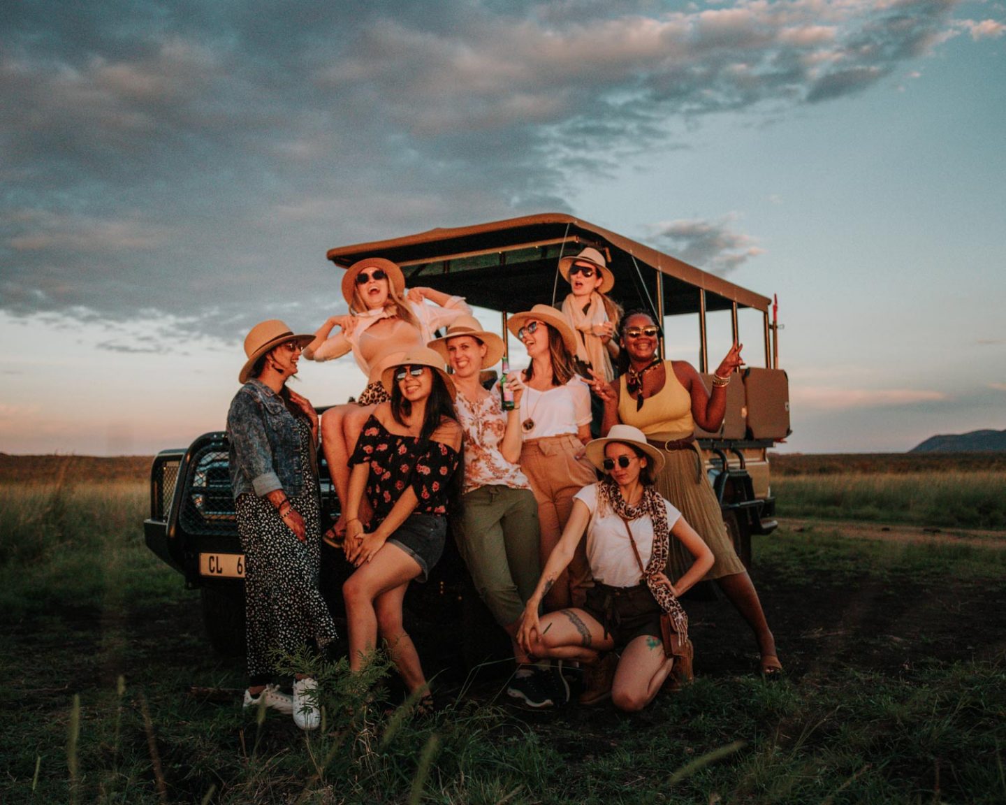 girls on game drive