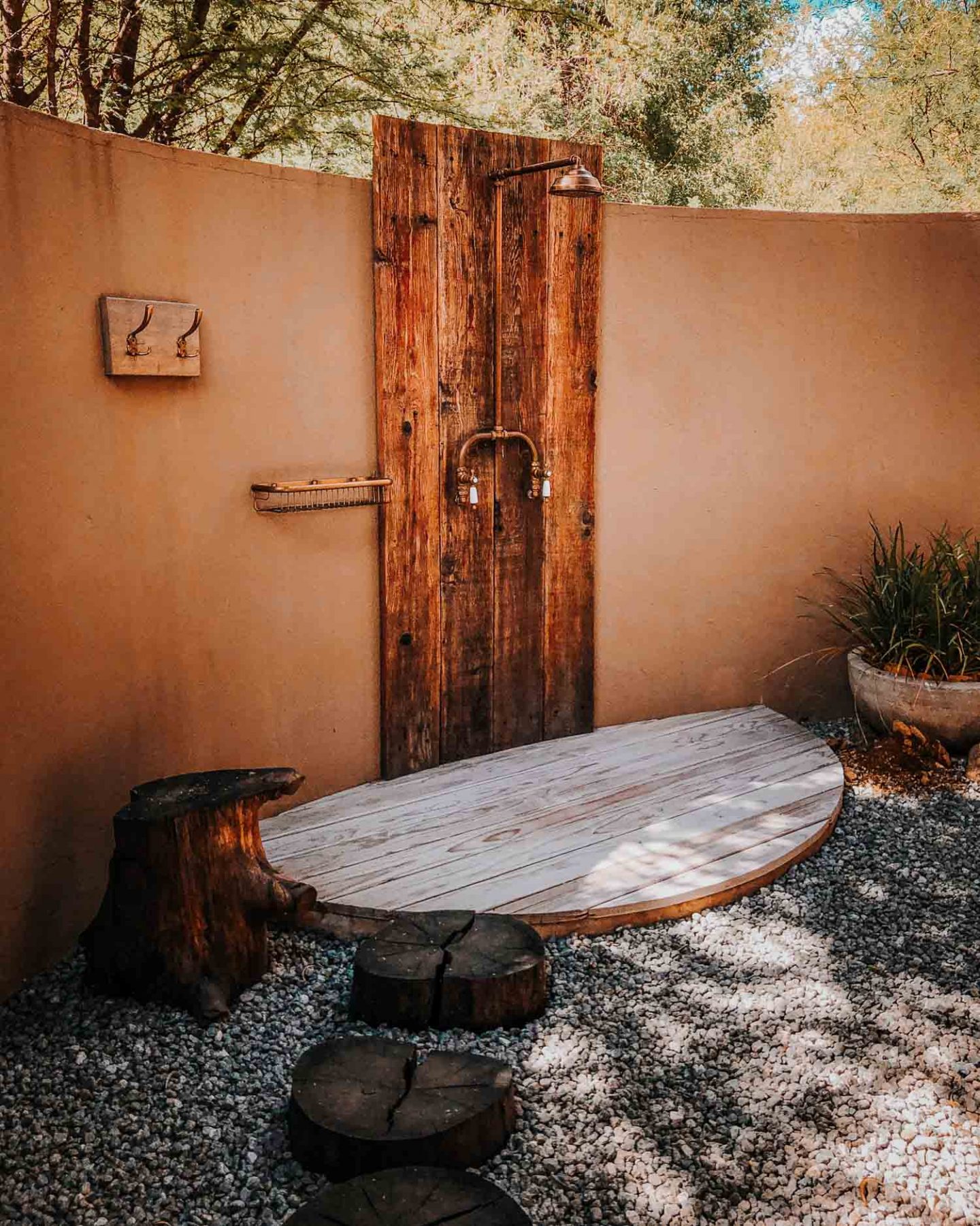 outdoor shower at nkala lodge