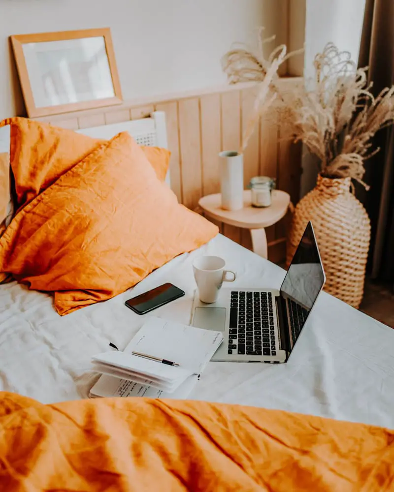 laptop on bed
