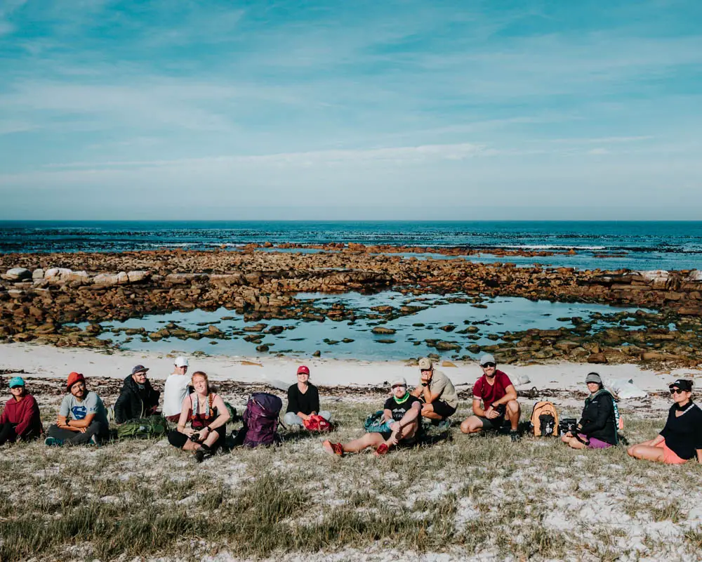 group of hikers inside cape point