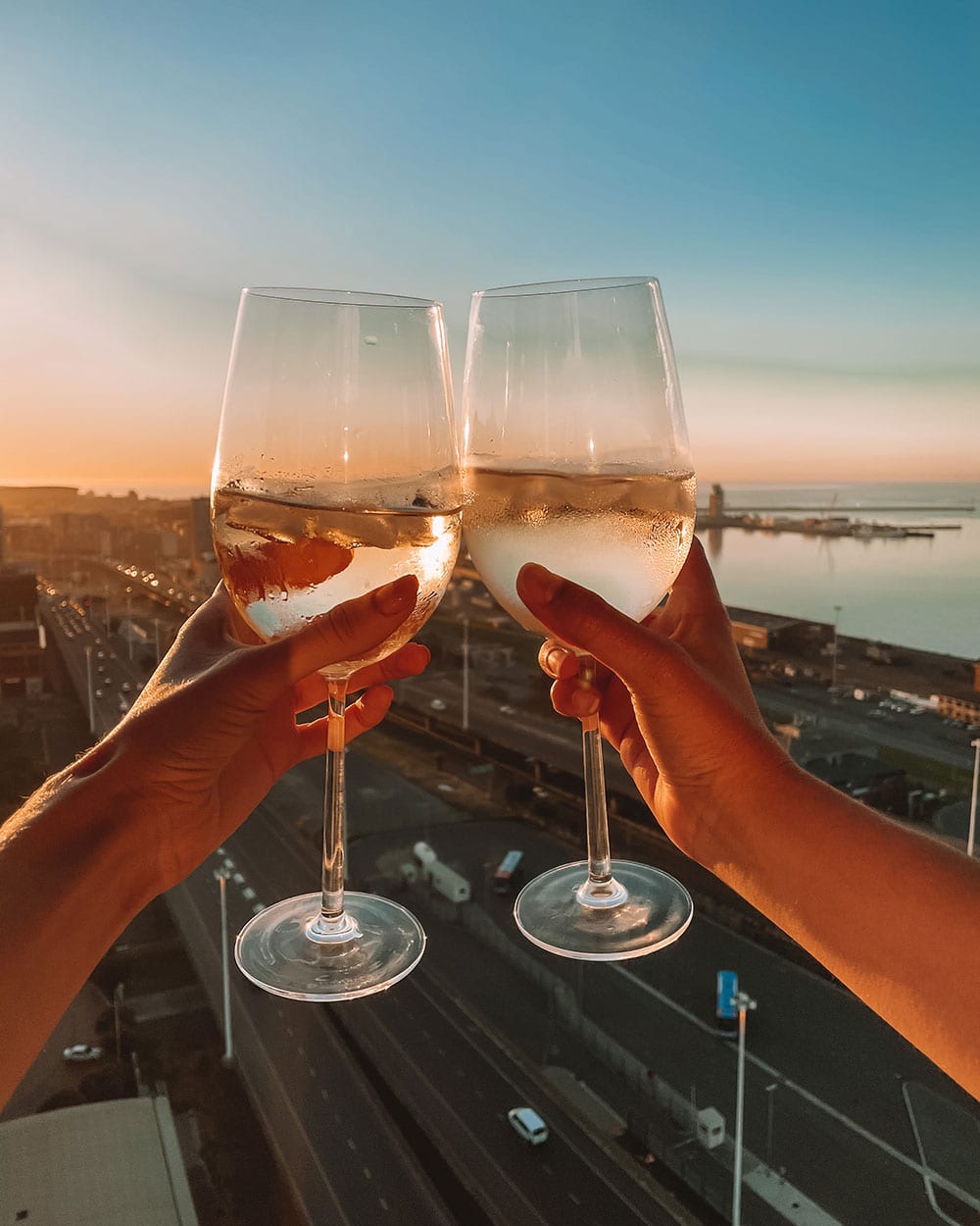 wine at sunset