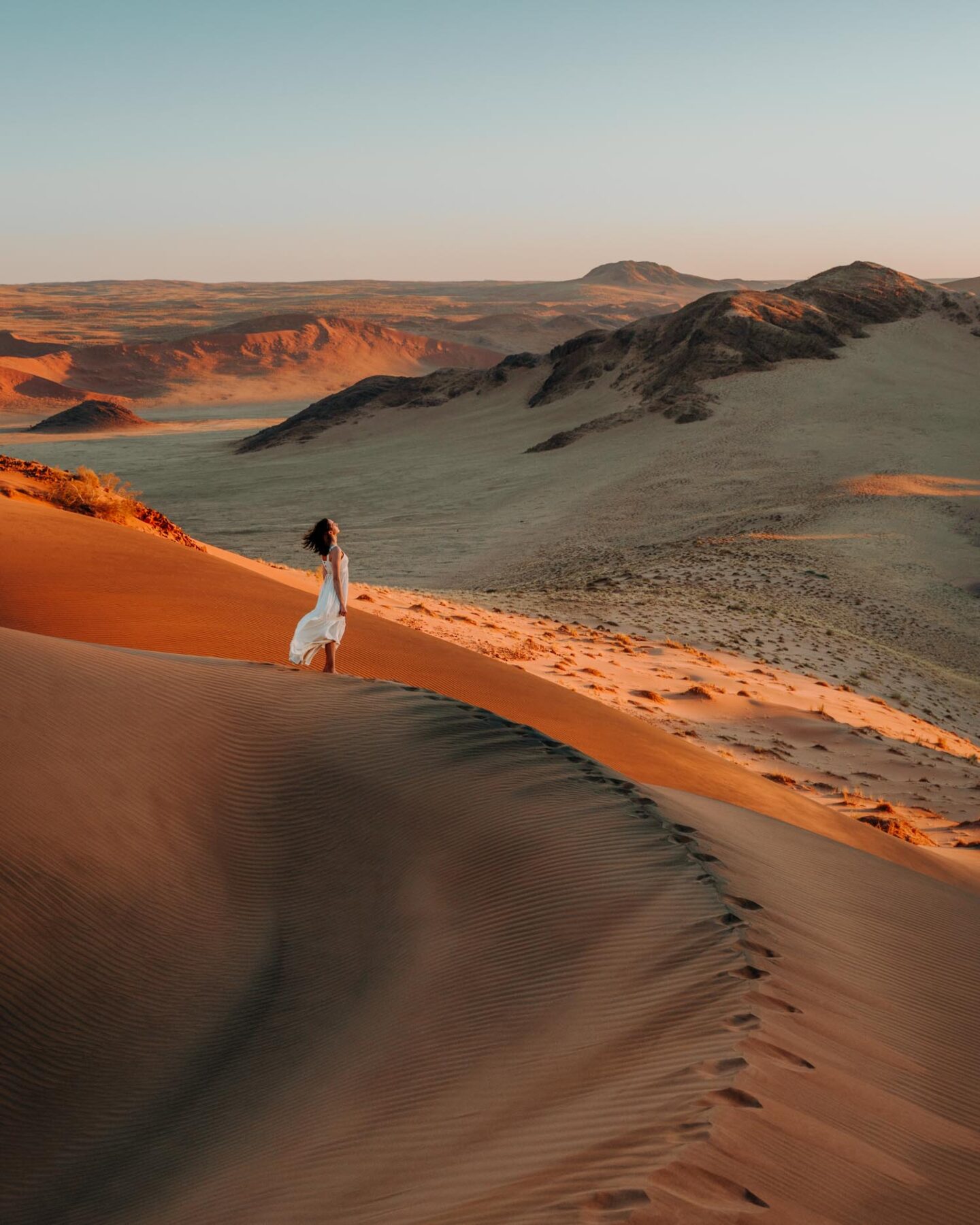 girl in desert in namibia
