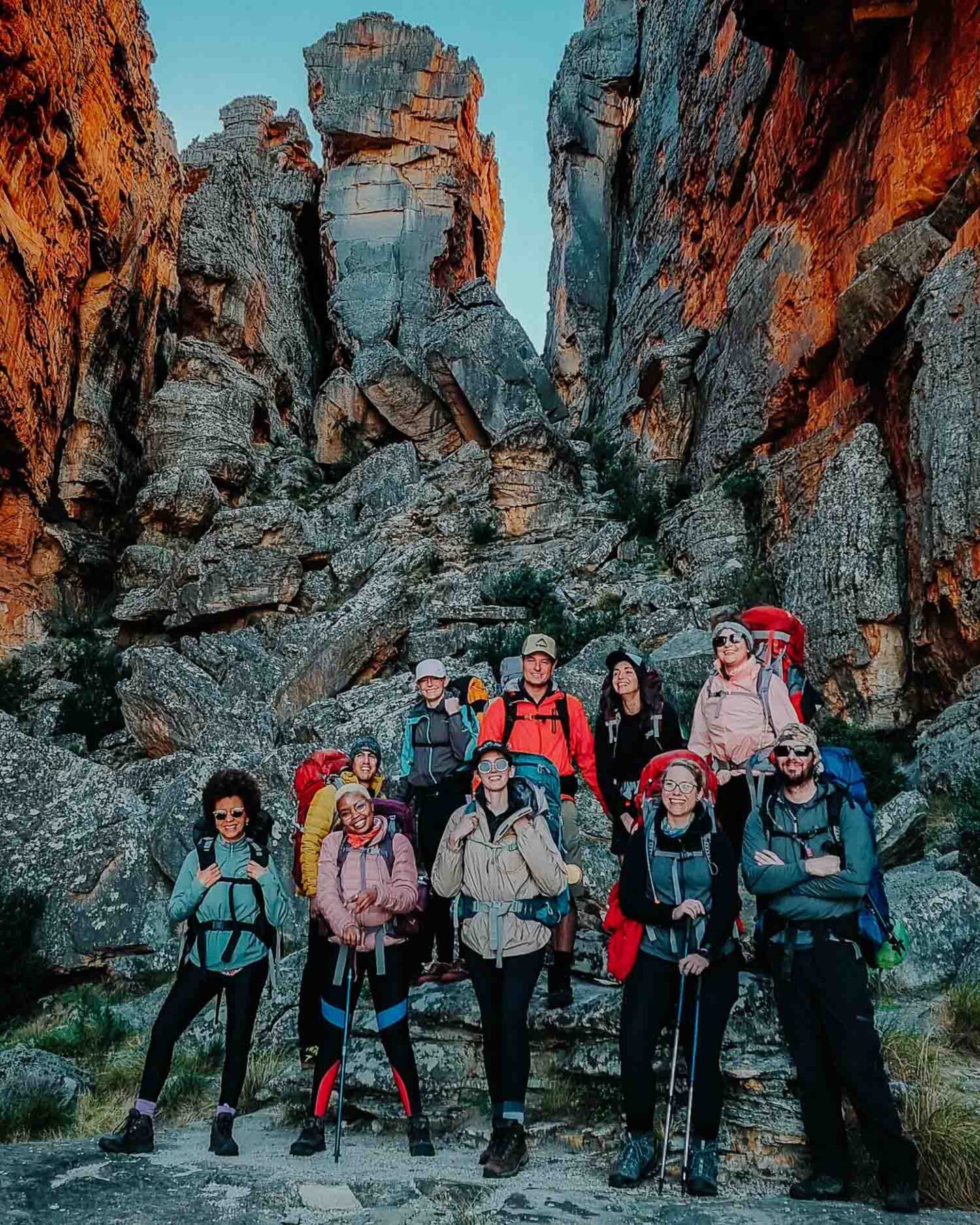 group of hikers in the big cracks