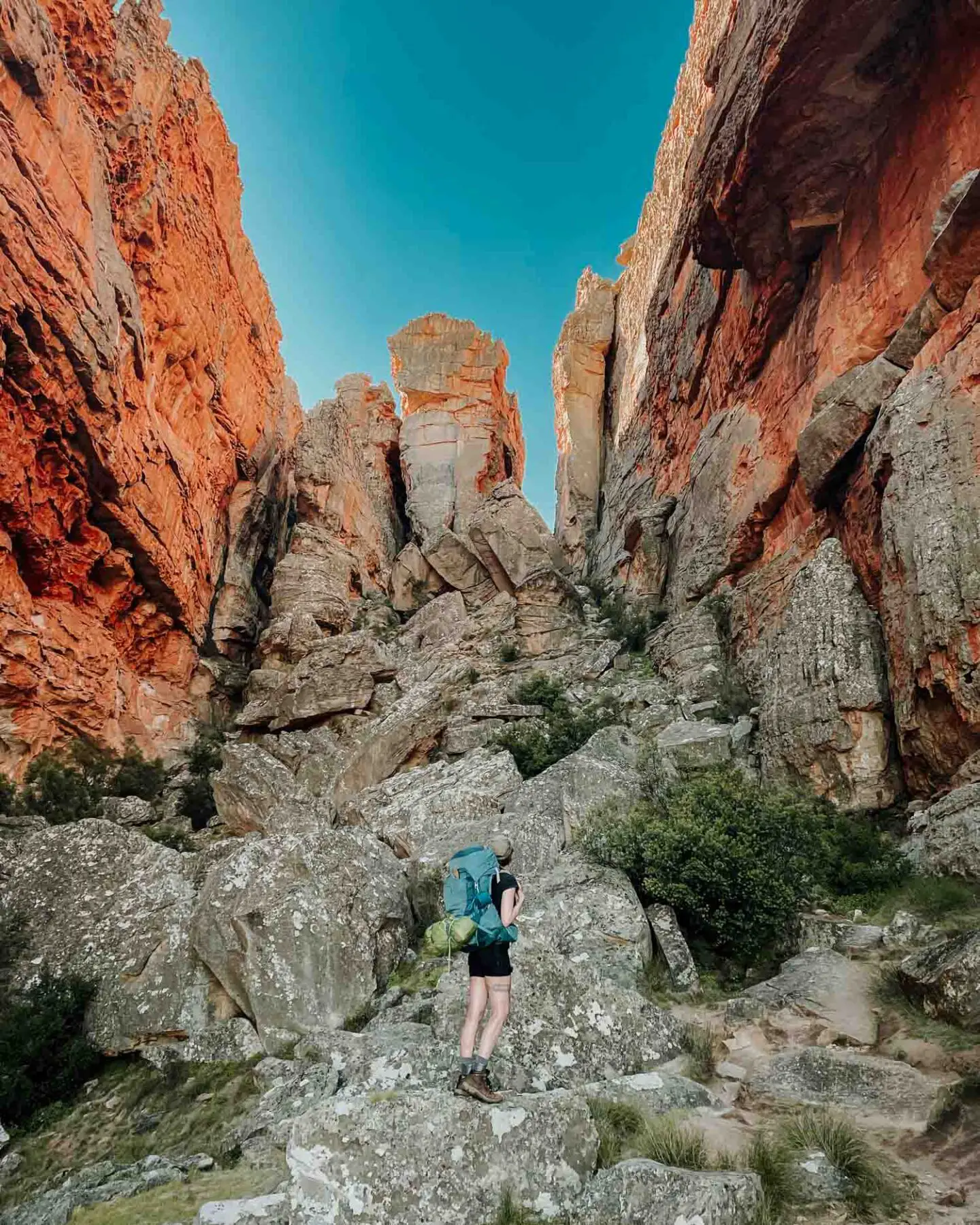 girl hiking the cederberg in south africca
