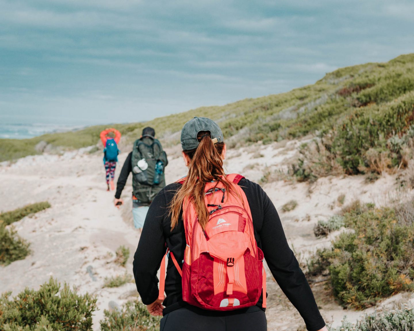 group of people hiking the whale trail